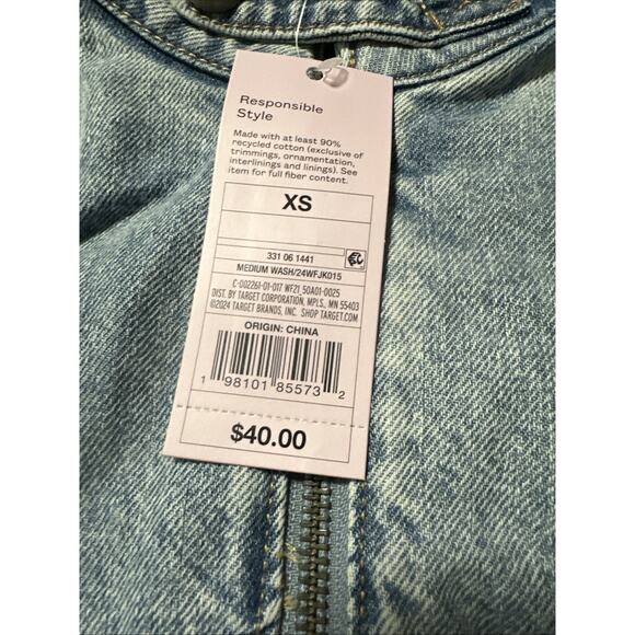 Wild Fable Women's Heavyweight Denim Oversized Bomber Jacket Size XSmall Blue - Picture 4 of 4